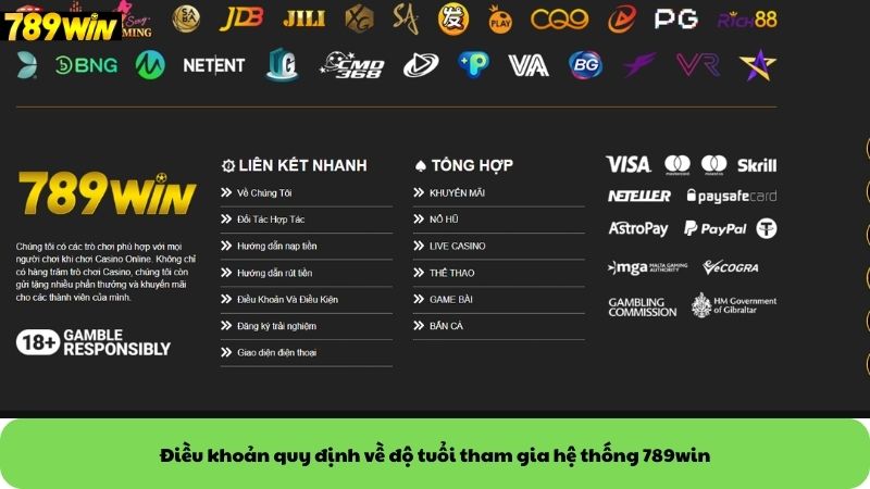 Điều khoản quy định về độ tuổi tham gia hệ thống 789win